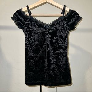 XS Killstar Agatha Bardot/Off-the-Shoulder Top